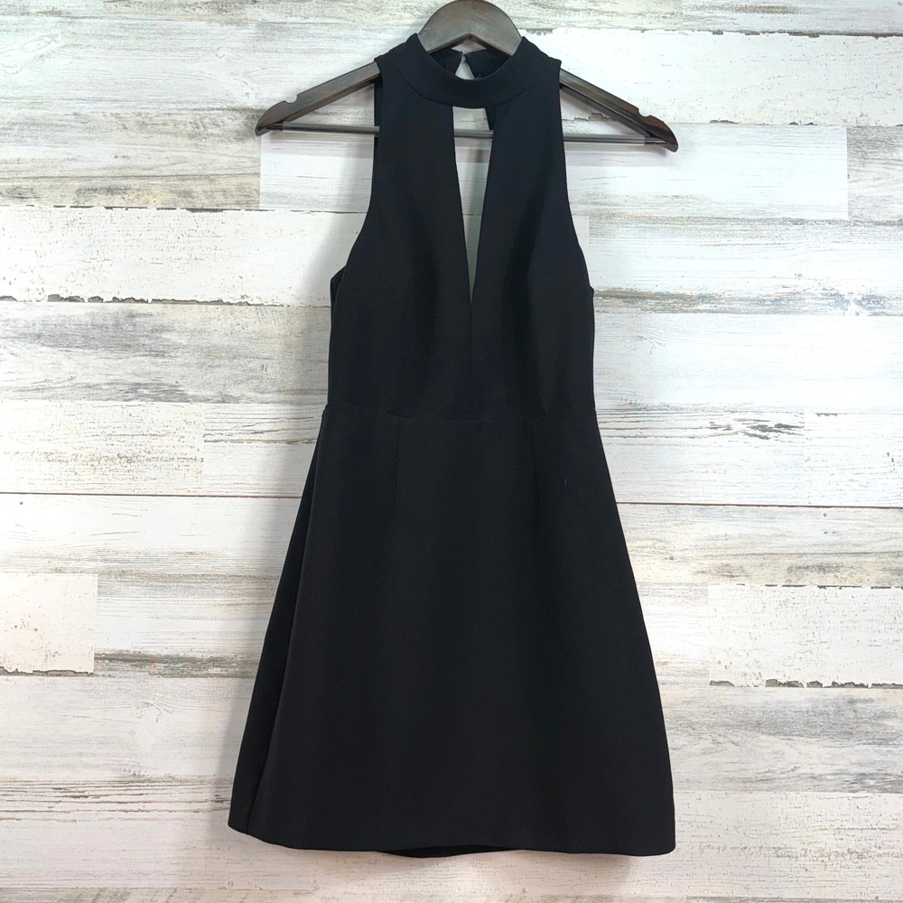 Express Black Halter Neck Cutout Lace Back Fit Flare Cocktail Mini Dress Size 2
